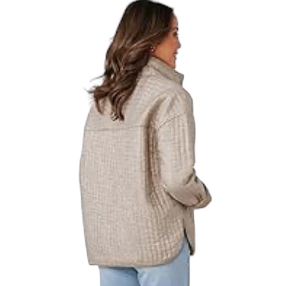 🥳Democracy Gold Taupe Quilted Long Sleeve Jacket - Picture 3 of 4